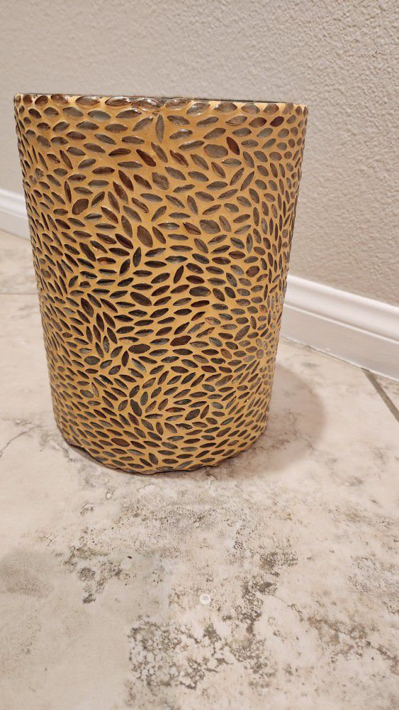 Plant Vase Gold/Mustard Yellow  Rice Pattern - Glass