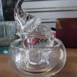 Vintage Crystal Elephant  And Bowl $20