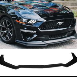 Fits 18-22 Ford Mustang GT Style Front Bumper Lip Spoiler Kit Unpainted Black PP