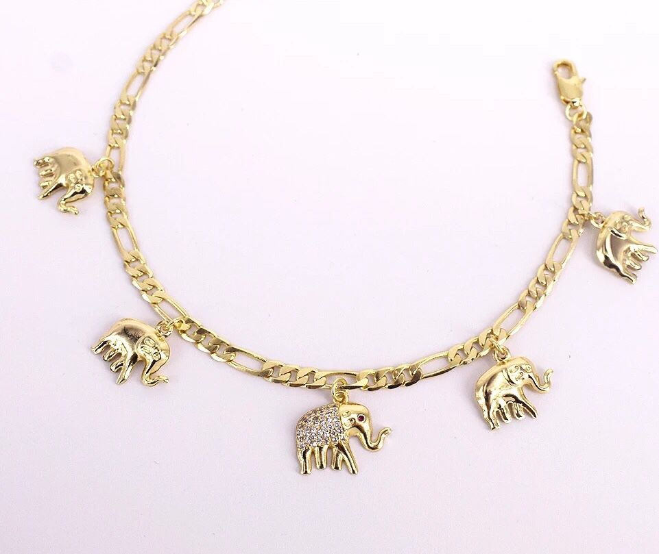 Anklets Elephants gold plated 