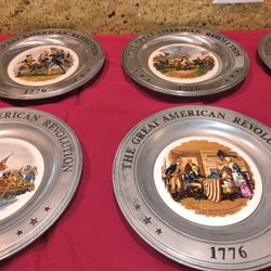 Vintage  Bicentennial Commerative Pewter Plates