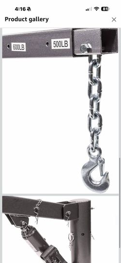 Stark USA 1/2 Ton Capacity Pickup Truck Extra Hoist Lift Load Jib Crane Telescopic Boom 1,100 LBS Extension Lock Position Swivel Base Mounted    23  $