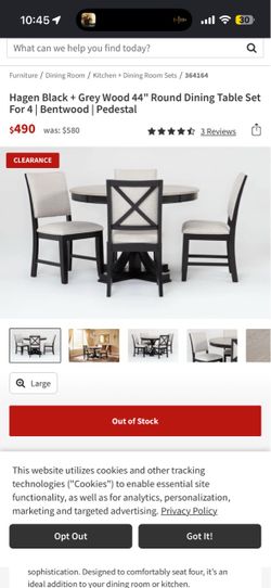 Dining table and chairs