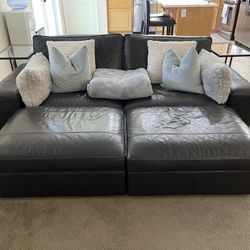 Ikea Leather Sofa With Ottomans!