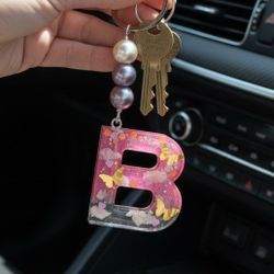 Valentines letter keychain | gift | pink intial 
