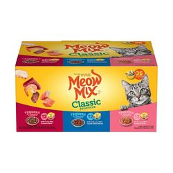 Meow Mix Wet Cat Food, Classic Favorites Variety Pack, 2.75 Ounce Cup (Pack of 36)