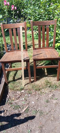 1 vintage chairs, 2 older wooden chairs.