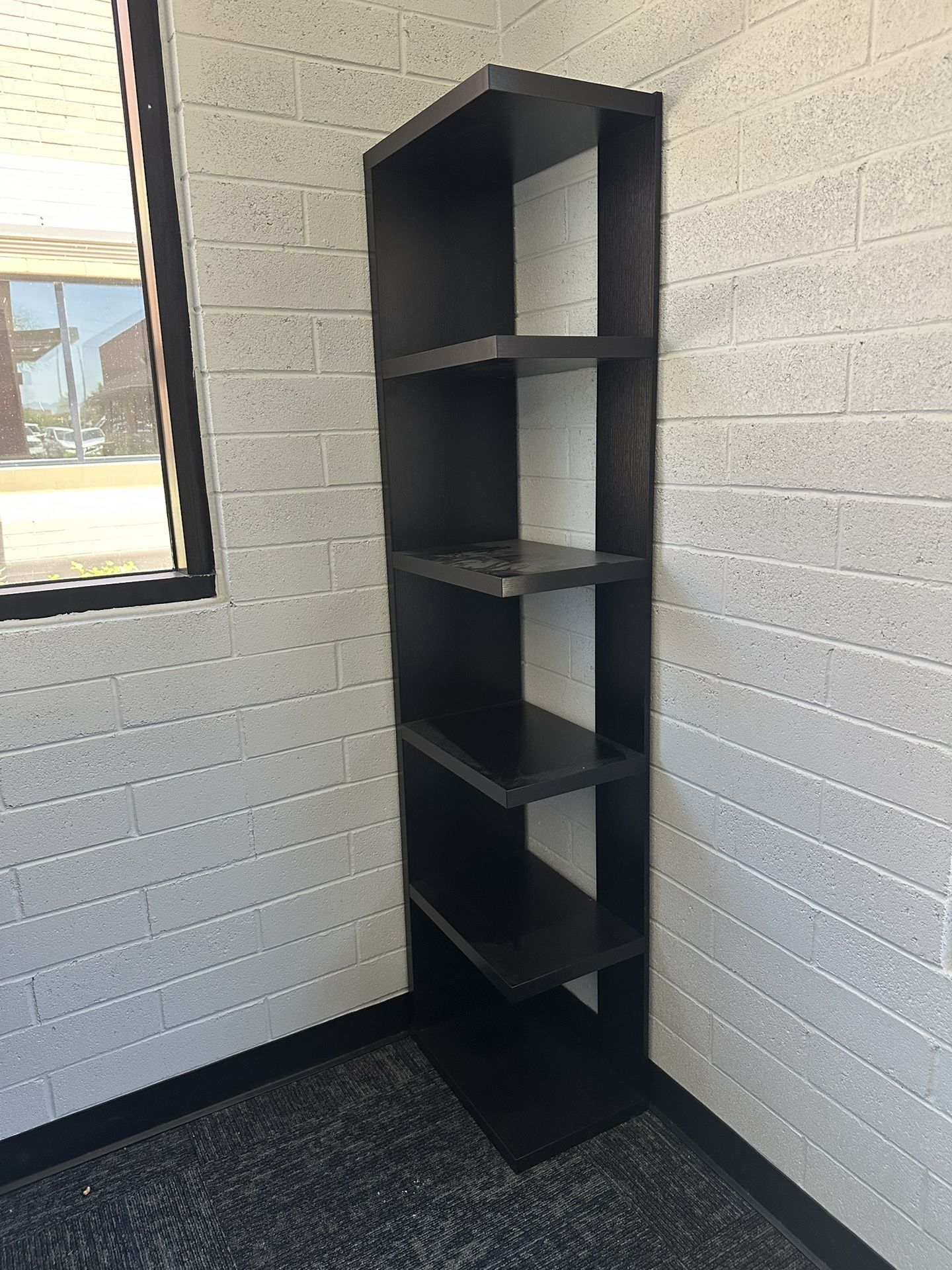 Two Tall Corner Bookshelves