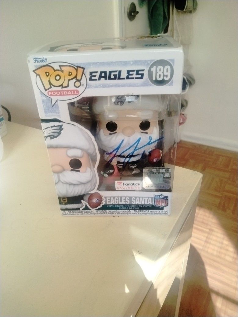 Eagles 189 Funko Pop Santa Claus Signed By Lane Johnson Future Hall Of Famer