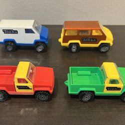 Vintage 1978 Tonka Minis Lot of 4 Vehicles (2 Trucks/2 Vans) Nice!