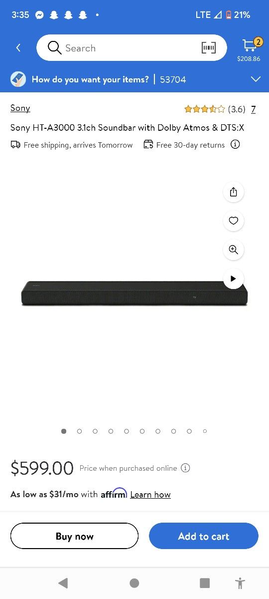 SONY soundbar A3000 3.1ch