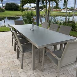 Glass Outdoor Table With 8 Chairs 
