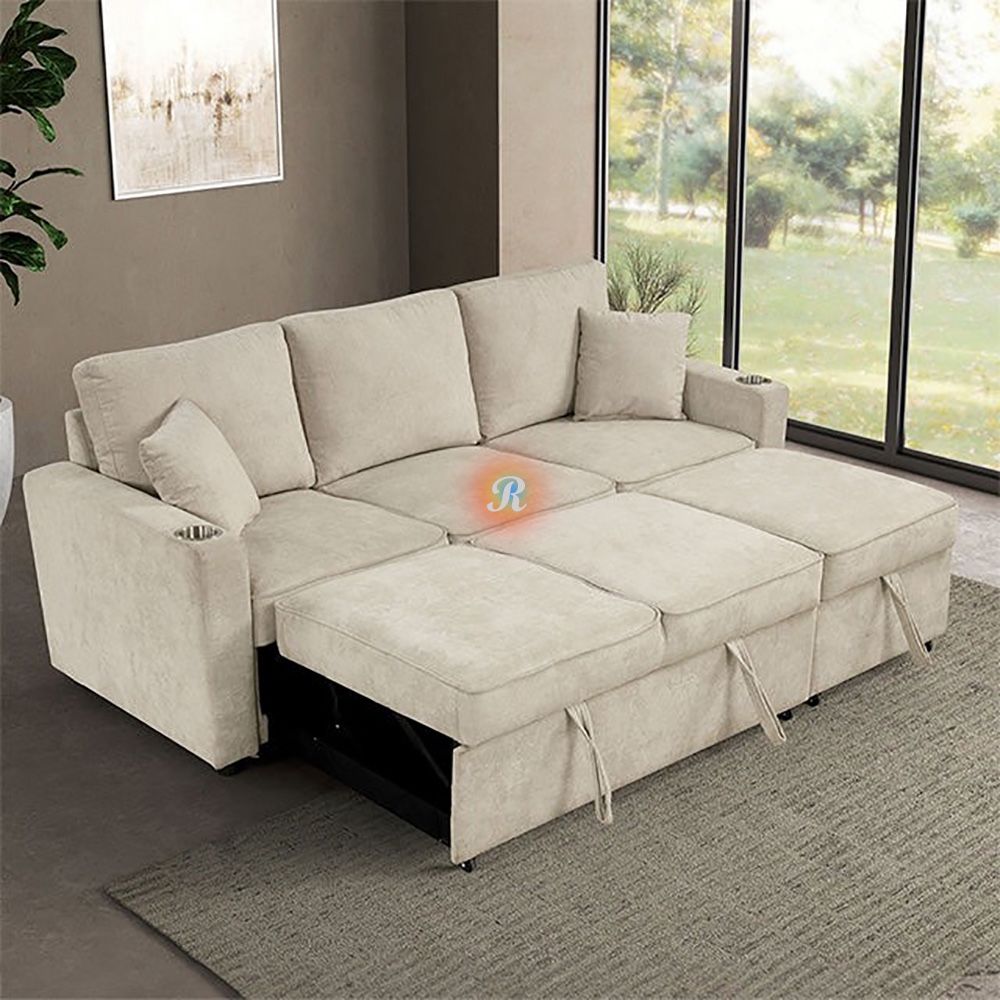 83" Pull Out Sleeper Sofa Bed Sectional Couch