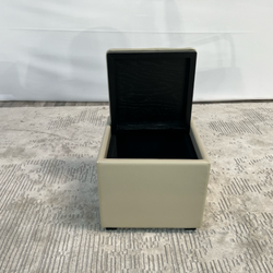 ( Delivery Available ) CB2 Beige Leather Square Storage Ottoman