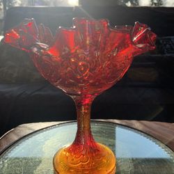 VTG Fenton Persian Medallion Red Iridescent compote