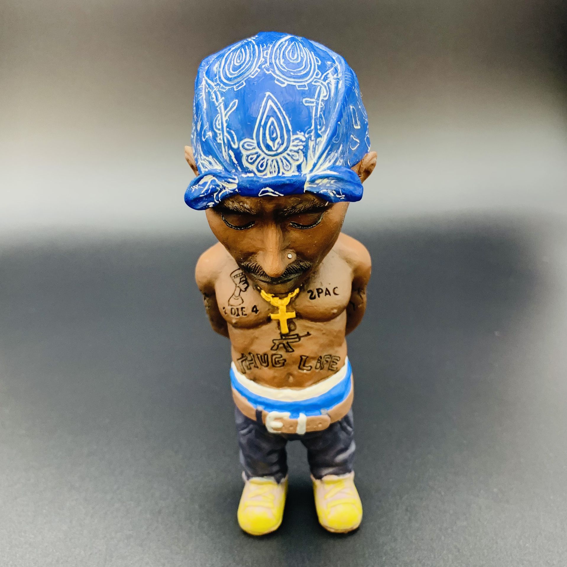 2Pac Tupac Amaru Shakur 5.5” Resin Statue Sculpture Figure with Blue Bandanna