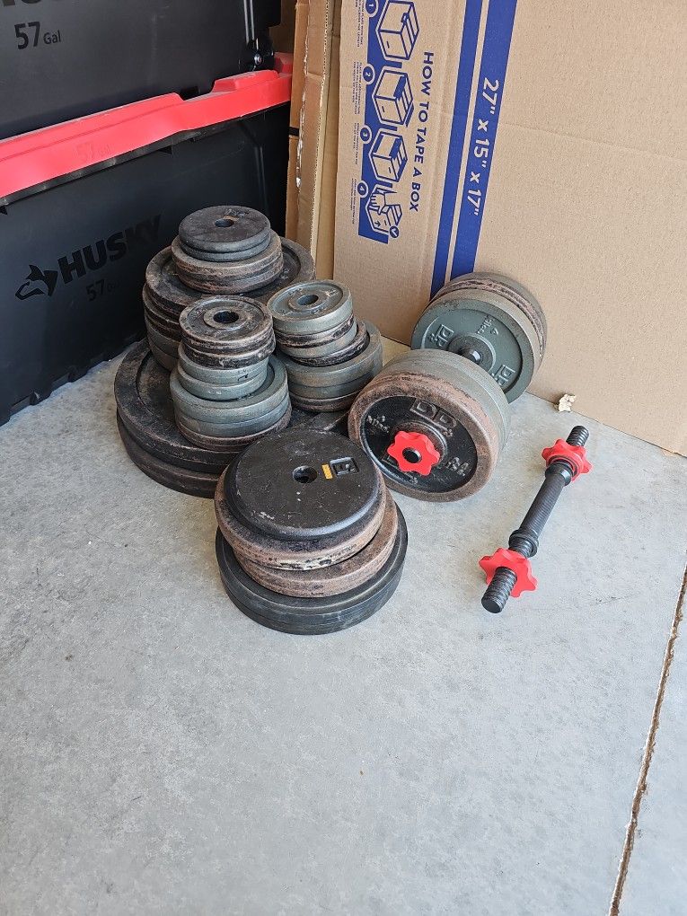 1" Hole Weights + Free Barbell & Dumbell Handles