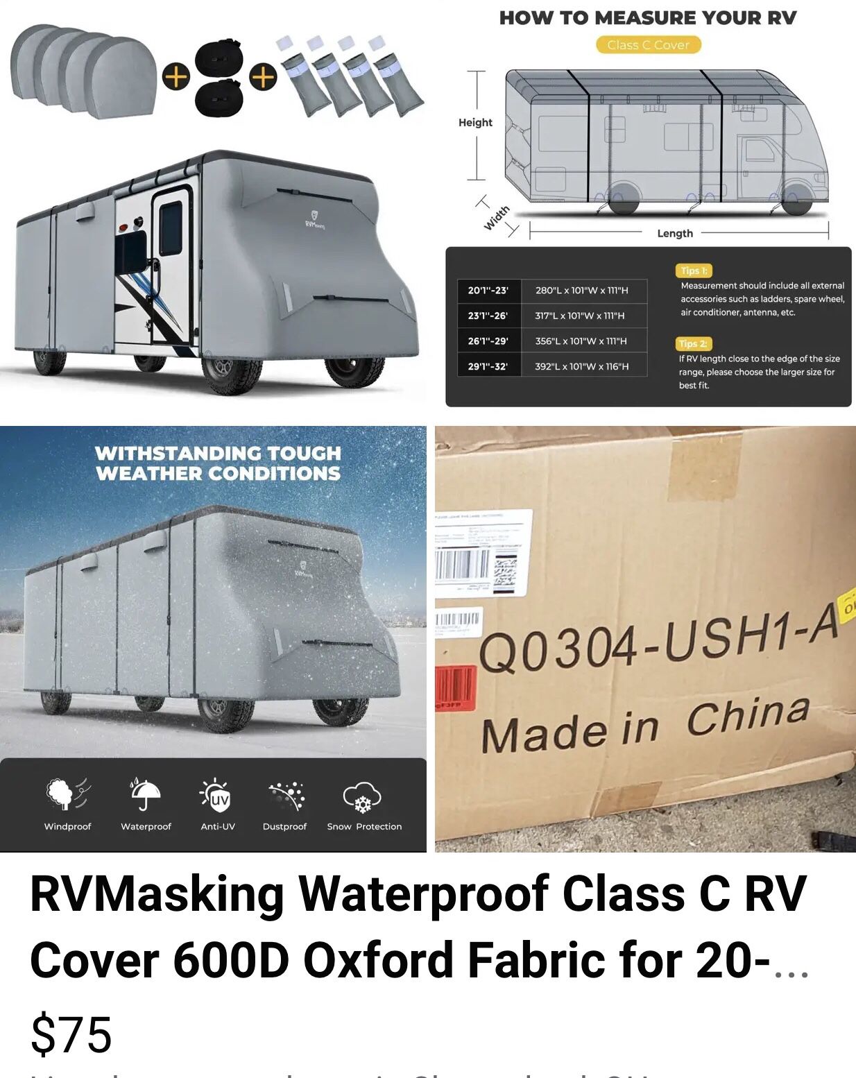 RV Masking Waterproof Class C Cover