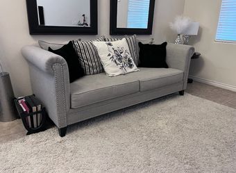 Living Room Family Room Couch Modern Gray/Silver