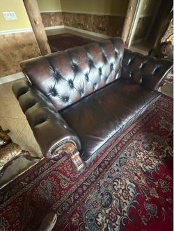 Michael Amini 2 piece leather sofa and loveseat