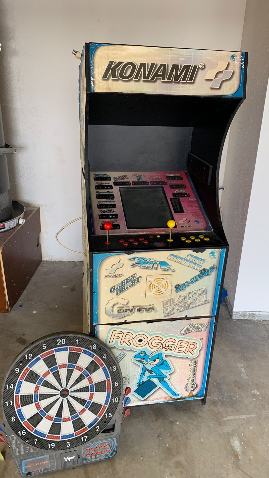 Konami arcade and darts board.