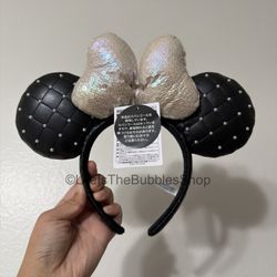 Disney - Black Leather Pearl Sequin Bow Minnie Ears