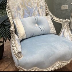 French  Rococo Blue Sofa Set