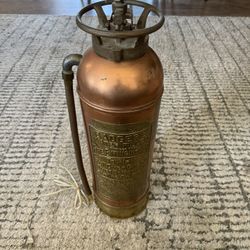 Vintage Badgers Fire Extinguisher Brass Copper lamp With Instruction Plaque
