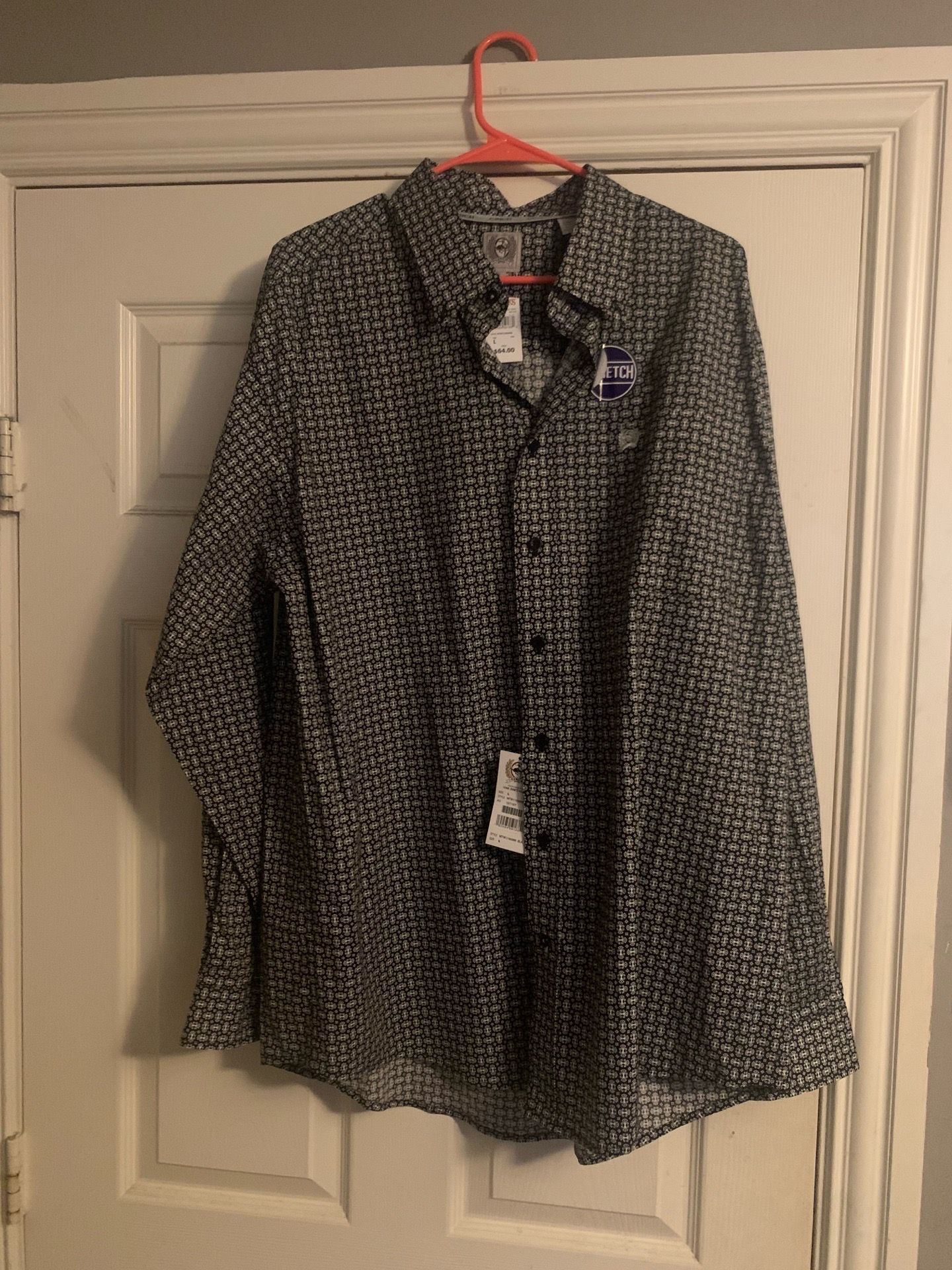Men’s Stretch Classic Fit Button Down Western Long Sleeve Shirt Size Large. Cash Only Please
