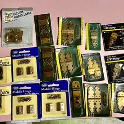 Lot Of Brass Miniature Hinges And Latches New
