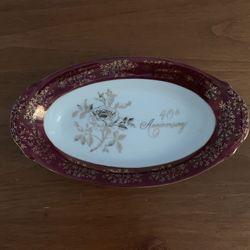 Vintage Norcrest Fine China 40th Anniversary Candy Dish