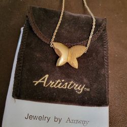 Amway Artistry Gold Tone Chain with Butterfly Pendant