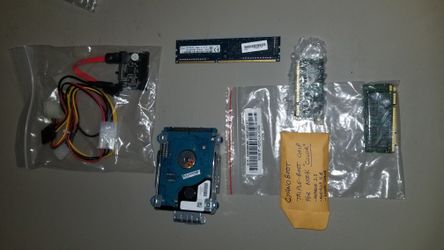Boards, chips, misc. Computer parts and hard drive