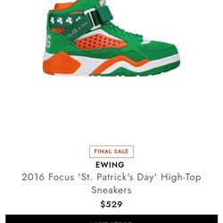 EWing 2016 Focus St Patrick day high top sneakers *special edition 100$