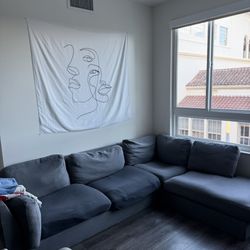 Gray L shaped couch sectional