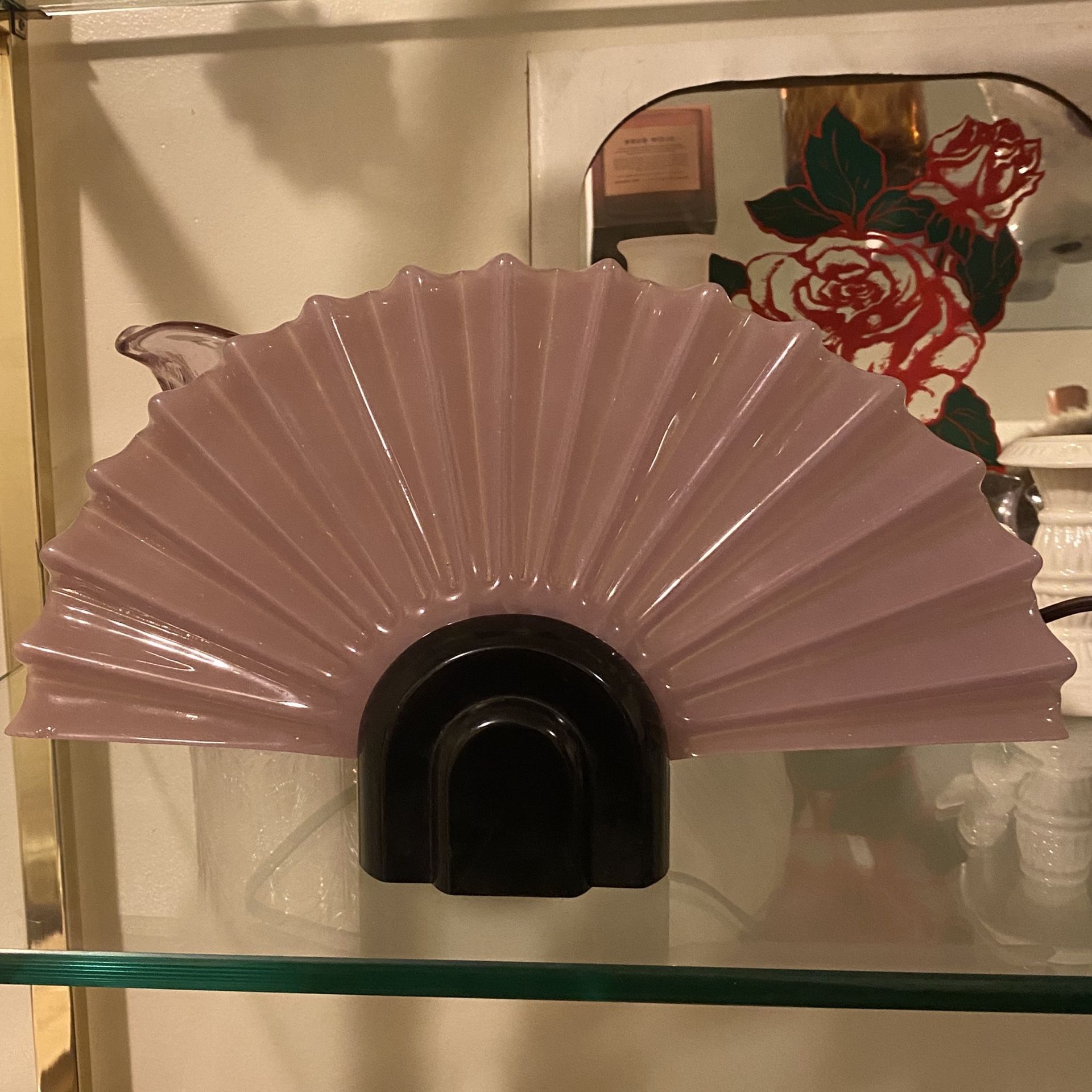 1980s Pink Murano Glass Art Deco Fan Lamp