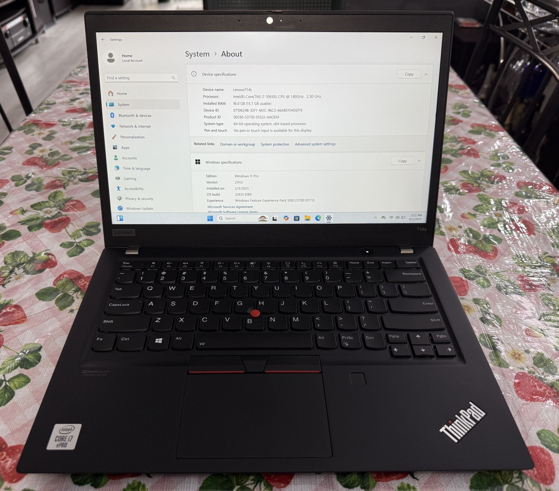 Lenovo ThinkPad T14s, Core i7, 16 GB RAM, 512 GB SSD