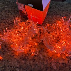 300 Led Orange String Lights Outdoor Halloween Decorations, 108 Ft Thanksgiving Decor Lights 8 Modes Fairy Lights