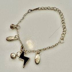 Silver tone Charm Bracelet with Lightning  Bolt 