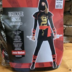 HALLOWEEN COSTUME JUNIOR Or Adult SIZE MED Ultimate  Ninja  COMES WITH ALL SHOWN AND ON PACKAGE RETAIL $42