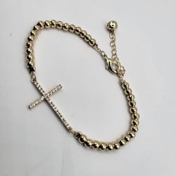 Pulsera De Cruz De Oro Laminado