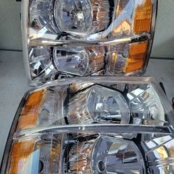 07-13 Chevrolet Silverado Headlights Luces Micas Calaveras Faros Faroles Focos Chevy Headlamps 