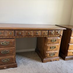 Light Brown Wooden Rollaway Desk