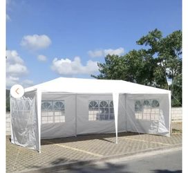 10 ft. x 20 ft. White Outdoor Gazebo Wedding Party Canopy Tent with 6 Removable Sidewalls