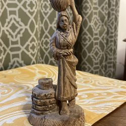 Hand Carved Vintage Samaritan Woman at the Well Olive Wood