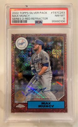 2022 Max Muncy Red Auto /5 - 2022 Topps Series 2 Silver Pack Mojo PSA 8 POP1 MVP