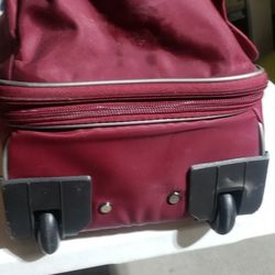 Joy Mangano New York Burgundy Double Decker Duffle Wheeled Carry On Luggage