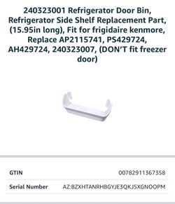 Frigidaire and Kenmore replacement door bin