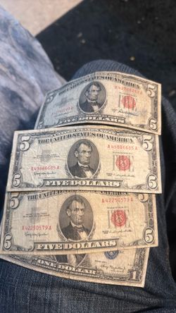 1950s 1960s 5 dollar bills