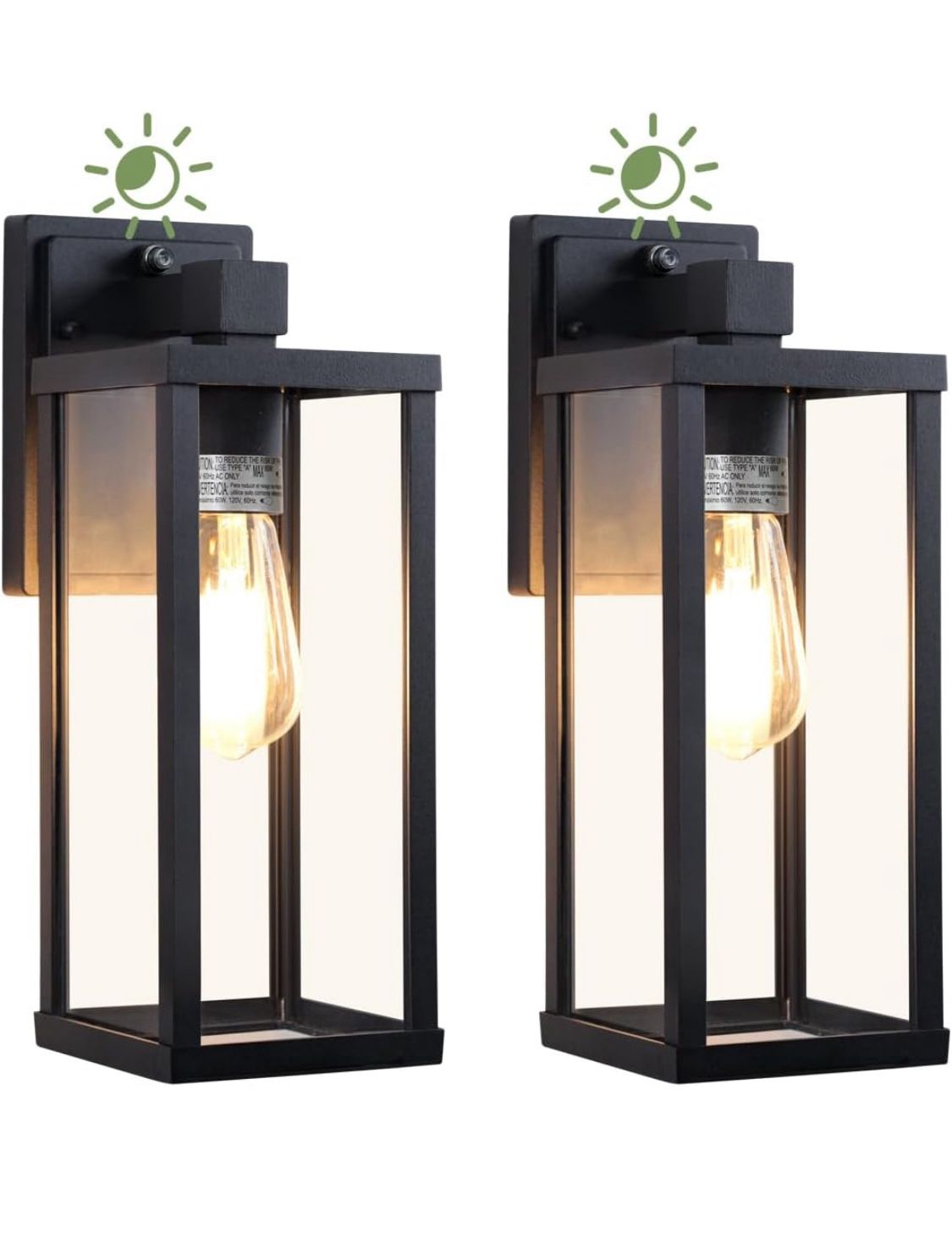 2-Pack Dusk to Dawn Outdoor Wall Light Fixtures, 14'' Die-Casting Aluminum Outside Garage Wall Sconce, Hardwired Porch & Patio Lights, Minimalist Matt